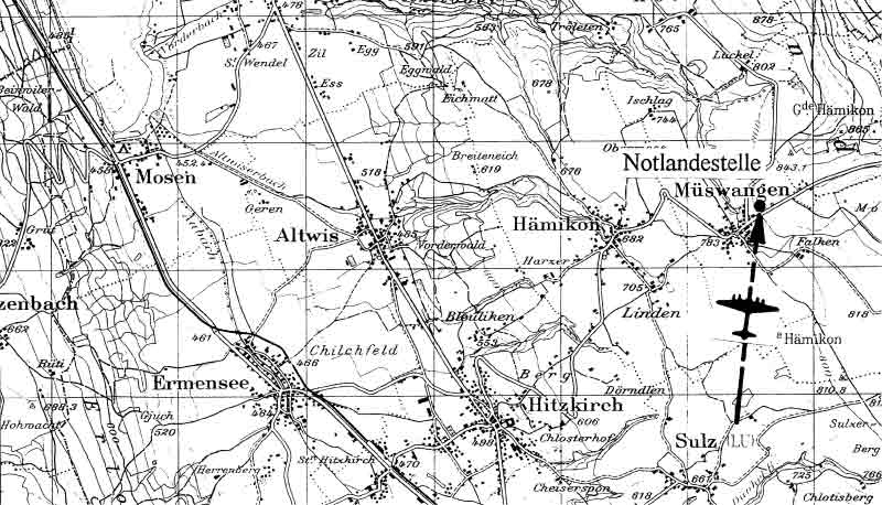 Die Notlandestelle nordöstlich von Hitzkirch. (302_2)